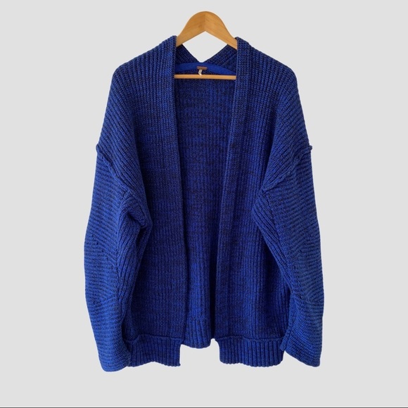Free People Sweaters - Free People Dark Blue Oversized Open Front Cardigan L ($108)